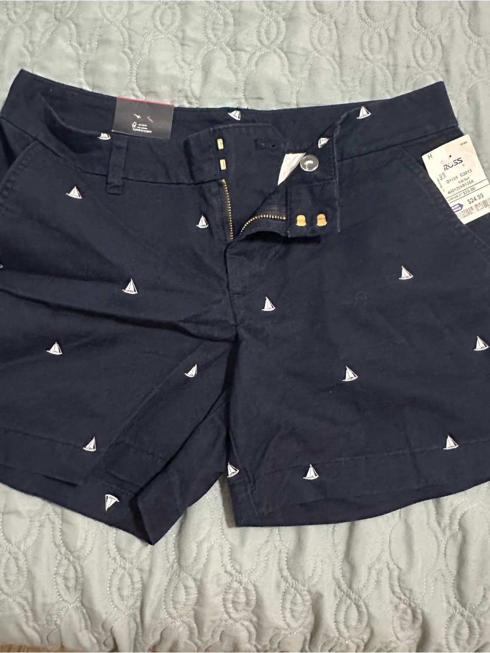 Tommy Hilfiger Navy Embroidered Sailboat Shorts
